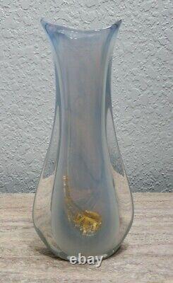 Mid Century Murano Barovier Toso Opalescent Vase Gold Aventurine Flecks NICE