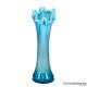 Mid-century Opalescent Blue Stretch Swung Blown Art Glass Vase