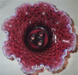 Mint Antique Fenton Purple Plum Hobnail Opalescent Flower Epergne Vase Bowl
