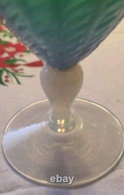Mint Stunning Opalescent Empoli Pedestal Glass Vase 1950-60 STELVIA 12 Tall 966
