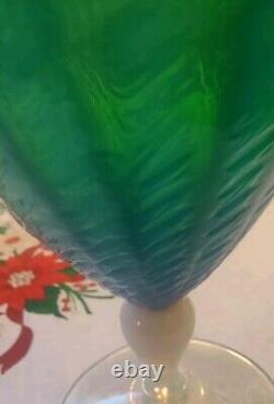 Mint Stunning Opalescent Empoli Pedestal Glass Vase 1950-60 STELVIA 12 Tall 966