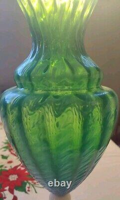 Mint Stunning Opalescent Empoli Pedestal Glass Vase 1950-60 STELVIA 12 Tall 966