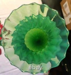 Mint Stunning Opalescent Empoli Pedestal Glass Vase 1950-60 STELVIA 12 Tall 966