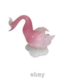Murano Archimede Seguso Glass Swan Pink Opaline Alabastro Bird Lobed Base VTG