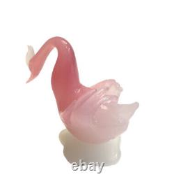 Murano Archimede Seguso Glass Swan Pink Opaline Alabastro Bird Lobed Base VTG