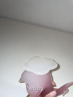 Murano Archimede Seguso Glass Swan Pink Opaline Alabastro Bird Lobed Base VTG
