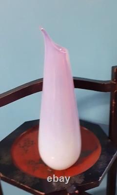 Murano Archimede Seguso Pink Opalescent Alabastro Glass Teardrop Vase, 22cm