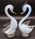 Murano Art Glass Opalescent Mating Swans Figurine Pair 10