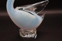 Murano Art Glass Opalescent Mating Swans Figurine Pair 10