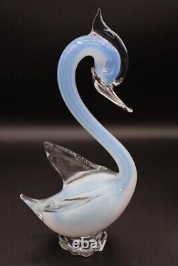 Murano Art Glass Opalescent Mating Swans Figurine Pair 10