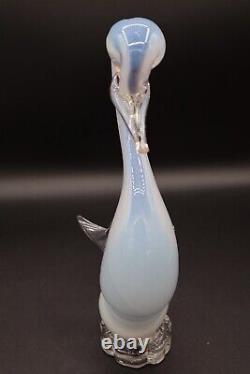 Murano Art Glass Opalescent Mating Swans Figurine Pair 10