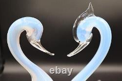 Murano Art Glass Opalescent Mating Swans Figurine Pair 10