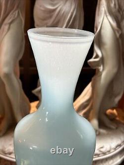 Murano Blue Opaline Art Glass Vase Italy Nason Moretti 26cm MCM