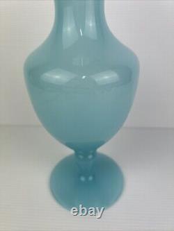 Murano Blue Opaline Art Glass Vase Italy Nason Moretti 26cm MCM