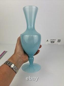 Murano Blue Opaline Art Glass Vase Italy Nason Moretti 26cm MCM