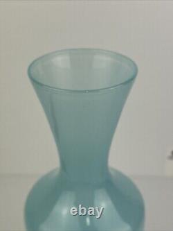 Murano Blue Opaline Art Glass Vase Italy Nason Moretti 26cm MCM