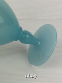 Murano Blue Opaline Art Glass Vase Italy Nason Moretti 26cm MCM