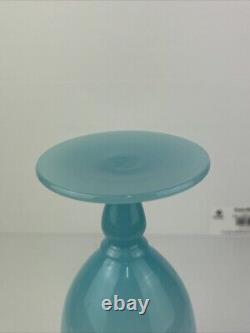 Murano Blue Opaline Art Glass Vase Italy Nason Moretti 26cm MCM