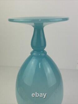 Murano Blue Opaline Art Glass Vase Italy Nason Moretti 26cm MCM