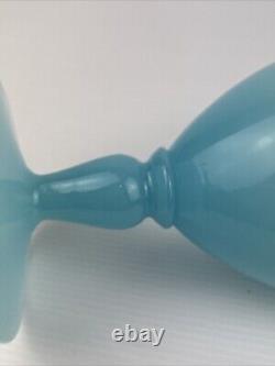 Murano Blue Opaline Art Glass Vase Italy Nason Moretti 26cm MCM