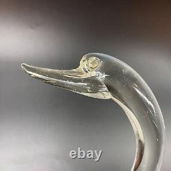 Murano Cenedese Art Glass Clear Opalescent Swan Figurines Sculptures