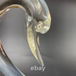 Murano Cenedese Art Glass Clear Opalescent Swan Figurines Sculptures