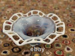 Murano Duncan & Miller Antique 1920s 11 Blue White Opalescent Pierced Bowl Euc