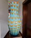 Murano Empoli Italy Cased Art Glass Drapery Swirl Vase Abstract Opaline Blue Mcm