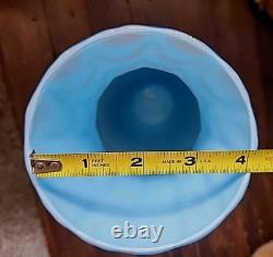Murano Empoli Italy Cased Art Glass Drapery Swirl Vase Abstract Opaline Blue MCM