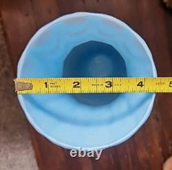 Murano Empoli Italy Cased Art Glass Drapery Swirl Vase Abstract Opaline Blue MCM