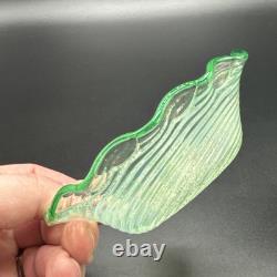 Murano Fratelli Toso Vintage Art Glass Bowl Emerald Green Crest Swirl Opalescent