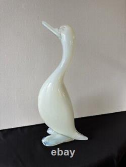 Murano Italy Art Glass Duck Bird Figurine 14 Blue White Opalescent Opaline Vtg