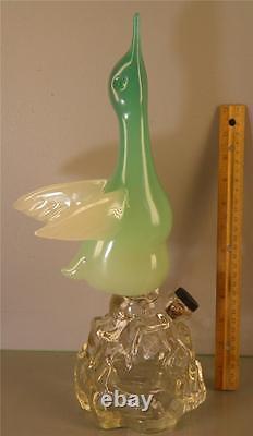 Murano Italy Opaline Art Glass Bird Decanter 16'' High Marked