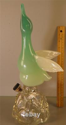 Murano Italy Opaline Art Glass Bird Decanter 16'' High Marked