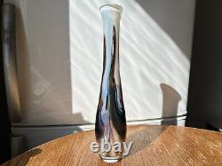 Murano Swirl Art Glass Vase Multicolored vintage hand blown opalescent glass