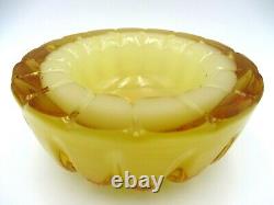 Murano golden amber & alabastro opalescent sommerso art glass geode bowl