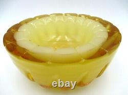 Murano golden amber & alabastro opalescent sommerso art glass geode bowl