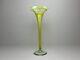 New Listing Green Opalescent Green Glass Trumpet Vase C1900 Art Nouveau