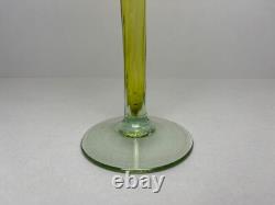 NEW LISTING Green Opalescent green Glass Trumpet Vase c1900 Art Nouveau