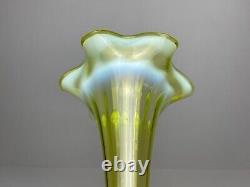 NEW LISTING Green Opalescent green Glass Trumpet Vase c1900 Art Nouveau