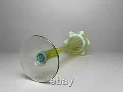 NEW LISTING Green Opalescent green Glass Trumpet Vase c1900 Art Nouveau