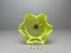 NEW LISTING Green Opalescent green Glass Trumpet Vase c1900 Art Nouveau