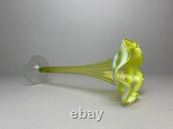 NEW LISTING Green Opalescent green Glass Trumpet Vase c1900 Art Nouveau