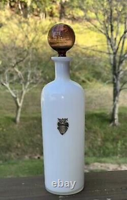 Neopolitan White Opaline Glass Decanter/genie Bottle Vintage