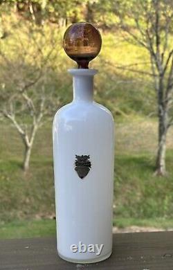 Neopolitan White Opaline Glass Decanter/genie Bottle Vintage