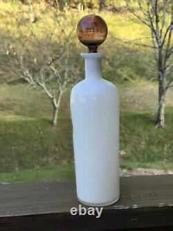 Neopolitan White Opaline Glass Decanter/genie Bottle Vintage