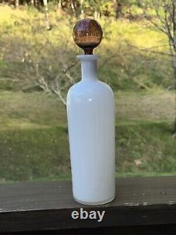 Neopolitan White Opaline Glass Decanter/genie Bottle Vintage