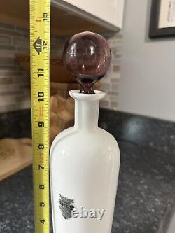 Neopolitan White Opaline Glass Decanter/genie Bottle Vintage