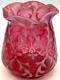 Northwood Art Glass Opaline Brocade Spanish Lace Cranberry Opalescent Spooner
