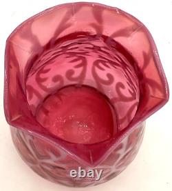 Northwood Art Glass Opaline Brocade Spanish Lace Cranberry Opalescent Spooner